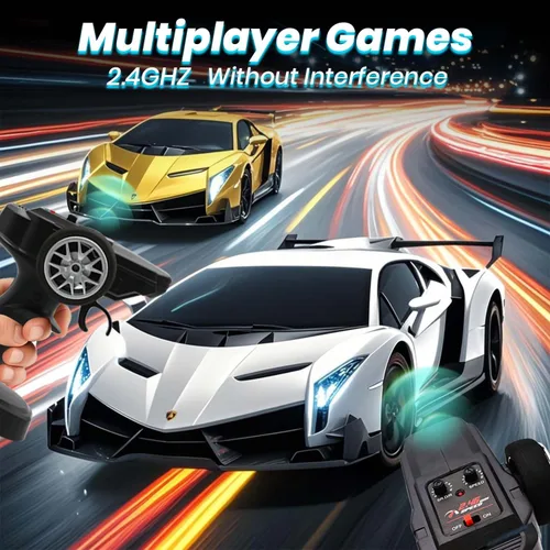 Miniatura 5 de QUN XING Coche de control remoto 1:24 oficialmente licenciado Lambo veneno RC Drift Car con luces LED 2.4GHz 4WD 15KM/H de alta velocidad, batería