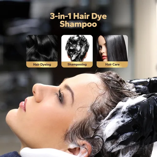 Miniatura 2 de Champú de tinte para cabello negro, champús para cabello tratado con color, champú de tinte para el cabello 3 en 1, tinte para cabello negro