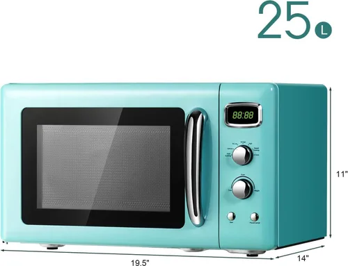 Miniatura 6 de GOFLAME Horno microondas grande de 0.9 pies cúbicos, microondas retro de 900 vatios con bloqueo de seguridad para niños, función de descongelación