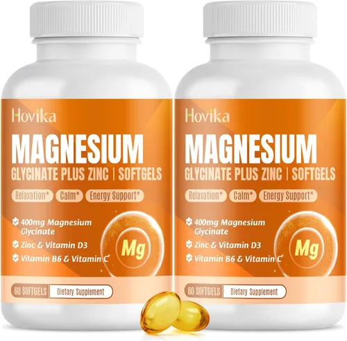 Miniatura 9 de Suplemento de glicinato de magnesio, glicinato de magnesio de 400 mg con zinc, vitamina B6, C, D3, magnesio puro para dormir, calma, músculo