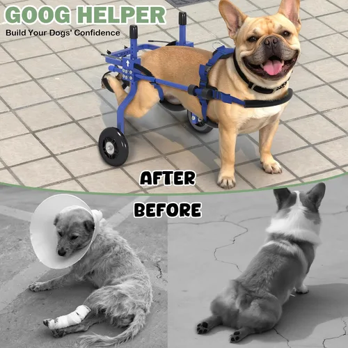 Miniatura 2 de Silla de ruedas para perros para patas traseras, carritos ajustables para perros con ruedas para patas traseras discapacitadas, tipo remolque
