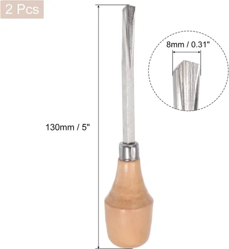 Miniatura 2 de uxcell Cuchillo para tallar cinceles de madera, 0.394 in cromado 45 # acero al carbono punta triangular herramienta de mano para carpintería Graver