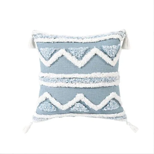 Miniatura 10 de Funda de almohada geométrica con borlas, funda de almohada copetuda, funda de cojín lumbar bohemia para sofá, sala de estar y cama, color blanco, 12