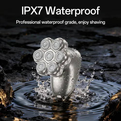 Miniatura 7 de Afeitadoras de cabeza para hombres calvos, maquinilla de afeitar eléctrica para hombres, afeitadoras eléctricas magnéticas 7D para hombres, IPX7
