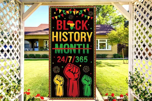 Miniatura 4 de Nepnuser Cubierta de puerta del mes de la historia negra Afro Afro Americano Nacional Fiesta Decoración Escuela Aula Puerta Frontal Colgante Banner