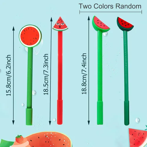 Miniatura 3 de 30 bolígrafos de tinta de gel de sandía y limón, 0.020 in, tinta negra, divertidos bolígrafos Kawaii de escritura de frutas para horarios