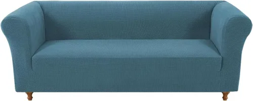 Miniatura 23 de Funda elástica Chesterfield para sofá, funda de tela jacquard para sofá biplaza de 2 cojines, protector de muebles antideslizante resistente a