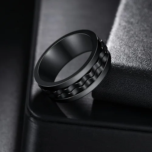 Miniatura 119 de Anillos giratorios para la ansiedad para hombre, anillos clásicos de cadena para mujeres y adultos, anillo de acero de titanio