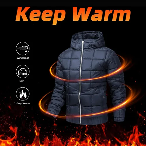Miniatura 2 de Chaqueta de invierno con capucha para hombre, abrigo acolchado para esquí y nieve