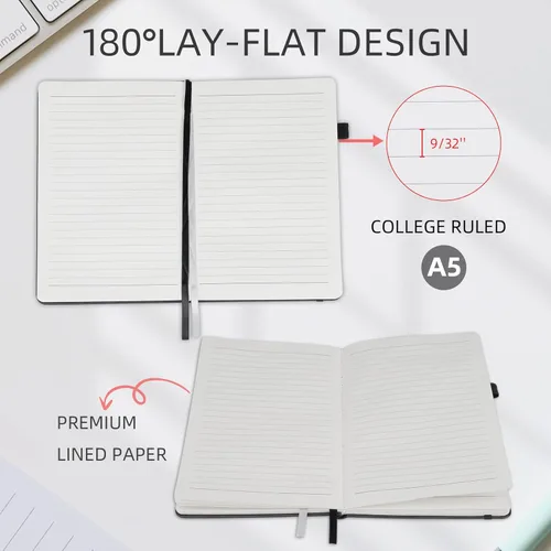 Miniatura 4 de Cuadernos diarios para mujeres y hombres, paquete de 5 unidades, tapa dura de cuero a granel con soporte para bolígrafo, 160 páginas, papel grueso