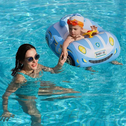 Miniatura 7 de Flotador de piscina para bebé con diseño de coche 3D, flotador de natación de PVC resistente, flotador de piscina para niños, flotadores de natación