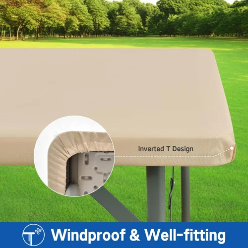 Miniatura 3 de Mantel Cuadrado Elástico Ajustable, Cubierta de Mesa de Poliéster Resistente al Viento, Mantel Resistente a Rayones y Lavable para Mesas Plegables