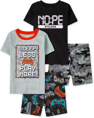 Miniatura 15 de The Children's Place Conjunto de pijama de 2 piezas con camiseta de manga y pantalones cortos para niños, 100 % algodón