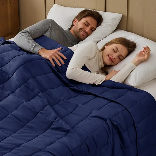 Miniatura 92 de Manta con Peso Azul para Adultos 12 libras, 48"x72", Tamaño Twin Full Manta Pesada Refrescante para 110-130 libras, Mantas Grandes de Microfibra