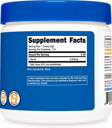 Miniatura 5 de Nutricost L-Serine en polvo, 113 porciones (0.5 libras) - 2,000 mg por porción - Sin OMG, sin gluten
