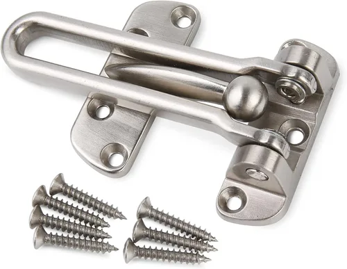 Miniatura 3 de HASWARE Barra de seguridad para el hogar, cerradura de puerta antirrobo de aleación negra para puerta delantera e interior, tope de puerta