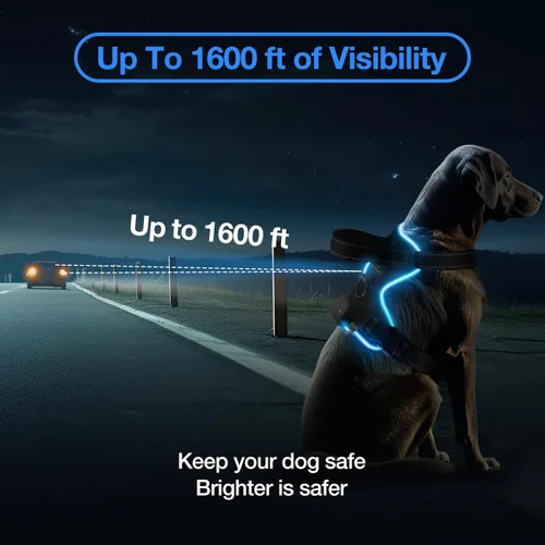 Miniatura 7 de MASBRILL Arnés para perro con luz LED - Arnés LED para perro sin tirones, recargable, ajustable, chaleco arnés iluminado para perros pequeños