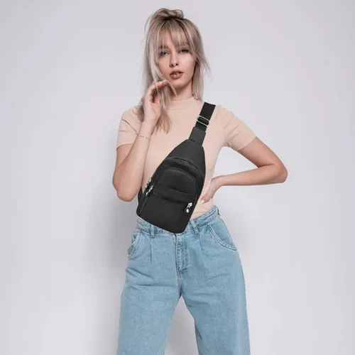 Miniatura 7 de Banelu Pequeña mochila bandolera bandolera para mujeres y hombres, bolsa pequeña bandolera bandolera bolsa cruzada riñoneras bandoleras - negro
