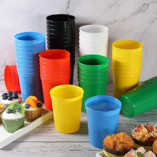 Miniatura 6 de Gerrii 60 vasos grandes de plástico reutilizables de 16 onzas para fiestas, cumpleaños, picnic, deportes, eventos, bodas, fiestas (colores elegantes)