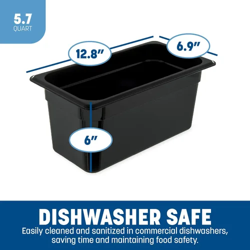 Miniatura 4 de Carlisle FoodService Products Bandeja de alimentos de alta temperatura, contenedor de almacenamiento de alimentos de tamaño 1/3 para servir