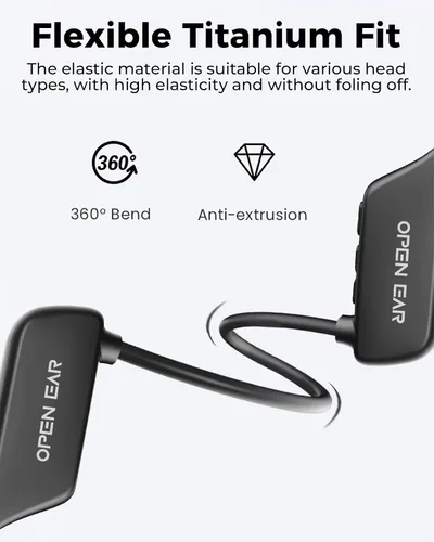 Miniatura 9 de UltraComfort Auriculares de conducción ósea de oreja abierta, auriculares inalámbricos Bluetooth 5.3, IPX5 impermeable, 8 horas de reproducción