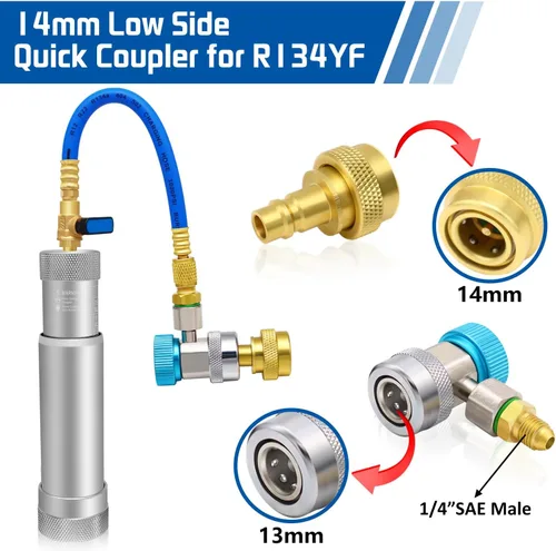 Miniatura 6 de Kit de Inyector de Aceite y Tinte de AC Boltigen, Herramientas de Inyección de Aceite y Tinte de A/C con Acoplados Rápidos Ajustables R134a R1234YF