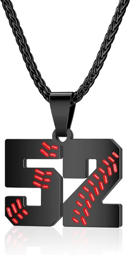 Miniatura 42 de Collar con número de béisbol para niños 00-99, collar con número de camiseta de béisbol de acero inoxidable, colgante personalizado, regalo