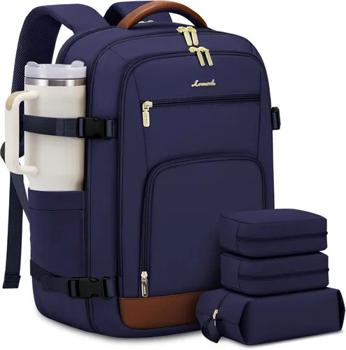 Miniatura 41 de LOVEVOOK Mochila de viaje para mujer y hombre, Beige, Mochilas de viaje