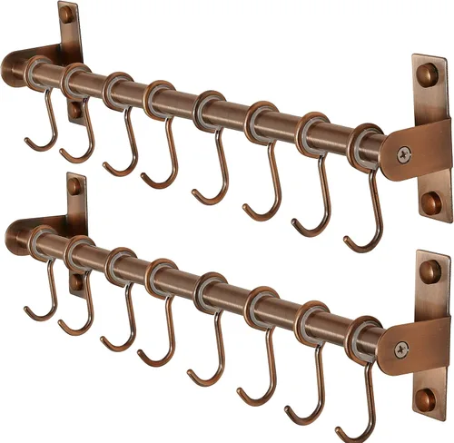 Miniatura 15 de Dseap Soporte para utensilios de cocina, soporte de pared para ollas y sartenes, riel de cocina con 8 ganchos para colgar utensilios de cocina
