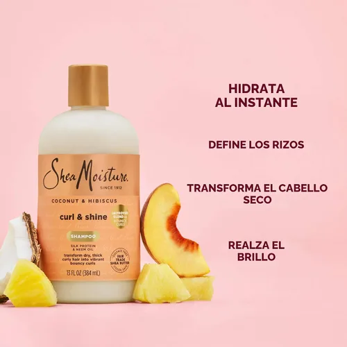 Miniatura 4 de Shampoo para cabello rizado de karité Humedad Hibiscus de coco, 13 onzas