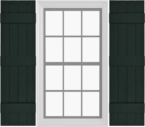 Miniatura 18 de Persianas de Vinilo Board & Batten (1 Par) 11"x31" (3-Tableros) - Negro Cosmos/Pintable Persianas Exteriores para Ventanas Incluye Herrajes