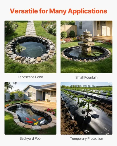 Miniatura 6 de VEVOR Revestimiento de estanque de 8 x 10 pies, grosor de 45 mil, material de goma EPDM para estanques al aire libre, fácil de cortar, duradero y a