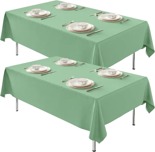 Miniatura 54 de Fixwal Paquete de 2 manteles rectangulares negros de 60 x 102 pulgadas, reutilizables, resistentes, lavables, para mesas de 6 pies, bodas, fiestas