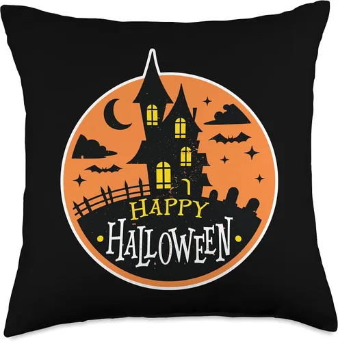 Miniatura 5 de Smarty Pants Designs Happy Halloween Haunted House - Almohada de 16.0 x 16.0 in, multicolor