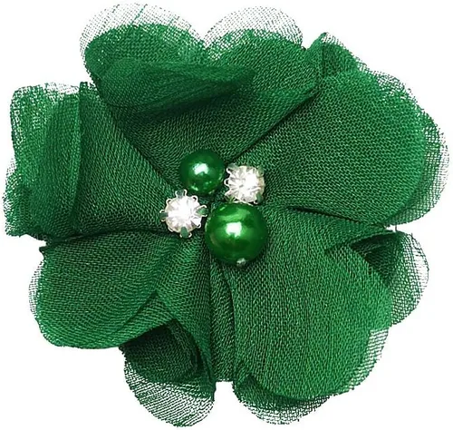 Miniatura 5 de Chenkou Craft Paquete de 12 lazos de cinta de flores de gasa con cuentas de 2-3/8 pulgadas (2.362 in), apliques de decoración de boda a granel