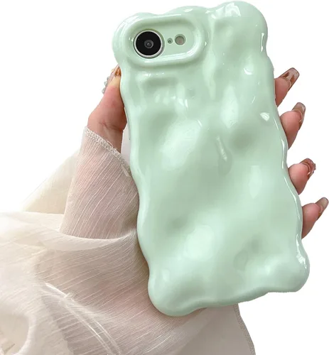 Miniatura 101 de XIZYO Funda para iPhone 13 de 6.1 pulgadas, bonito patrón de ondas, estético, 3D, rizado, ondulado, chapado en purpurina, para mujeres y niñas, Azul