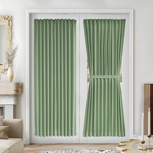 Miniatura 140 de Vatge - Cortinas autoadhesivas para puerta francesa, tratamiento de ventana con filtro de luz sin varillas ni perforaciones para puertas de cristal