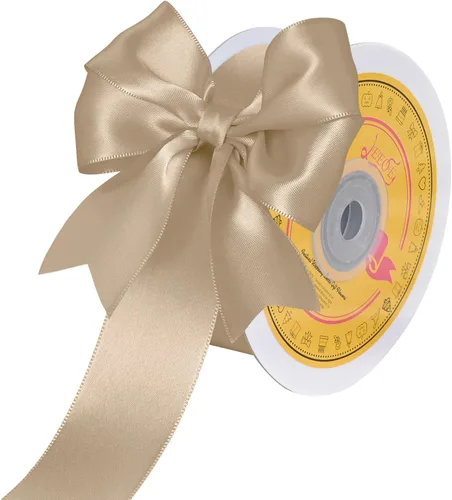 Miniatura 15 de Cinta de satén blanca antigua de doble cara de 1-1/2 pulgadas x 50 yardas, cinta de poliéster para envolver regalos, día de San Valentín, bodas