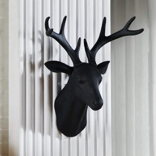 Miniatura 2 de Notakia Wall Charmers Cabeza de Ciervo Falsa Grande Negra Taxidermia Falsa Cabeza de Animal Decoración de Pared - Decoración de Granja Hecha a Mano
