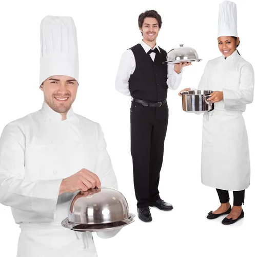 Miniatura 5 de Hillban Halloween 3 Pcs Chef Unisex Costume Chef Tall Hat Coat Bistro Apron Set Chef Jacket Chef Coat Chef Apron for Man