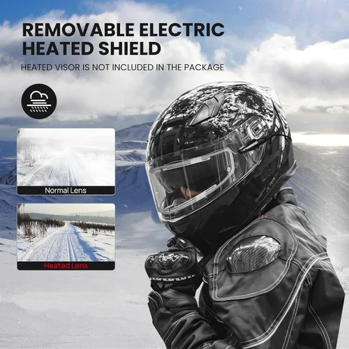 Miniatura 2 de ILM Cascos para moto de nieve y motocicleta con cara completa, película antiempañante Pinlock para hombres y mujeres, con visera térmica opcional