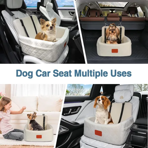 Miniatura 7 de WOOAIDAGG Asiento de coche para perros de menos de 30 libras, relleno cómodo de tela con espuma viscoelástica, cama de viaje para mascotas lavable