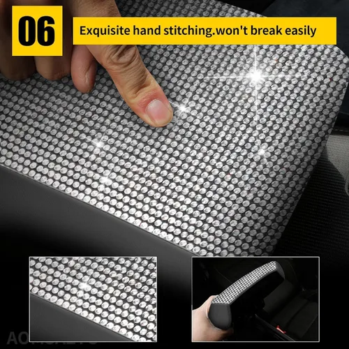 Miniatura 7 de AOMSAZTO Fundas de consola de diamante de cristal brillante para 2015-2019 Hyundai Sonata, cubiertas de cuero medio para reposabrazos