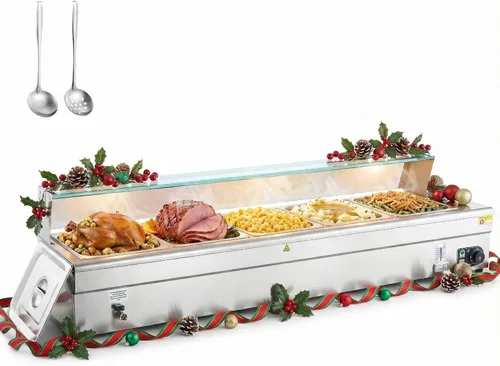Miniatura 19 de WILPREP Calentador de alimentos comercial, calentador eléctrico de 1500 W para mostrador con control de temperatura ajustable de 86-185 °F