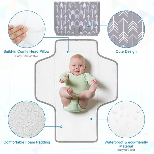 Miniatura 2 de Accmor Cambiador de pañales portátil, cambiador de bebé impermeable, almohadillas de cambio de pañales plegables para bebé Arrow