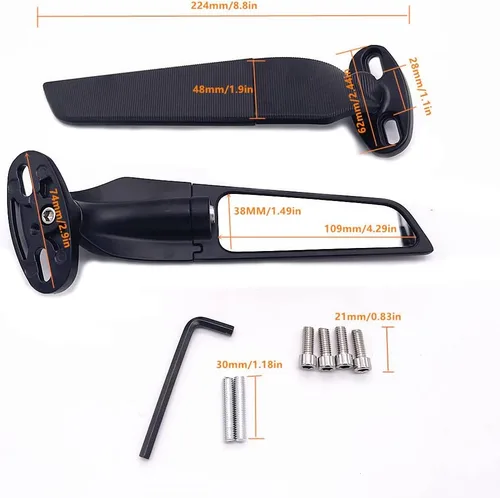 Miniatura 3 de Espejo retrovisor modificado para motocicleta, 1 par de espejos laterales giratorios ajustables, amplio ángulo de visión para Ninja 300 400 650 ZX6R