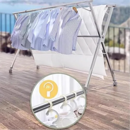 Miniatura 6 de Solución de secado que ahorra espacio, estante ajustable de acero inoxidable, diseño plegable de alta resistencia para apartamentos y hogares