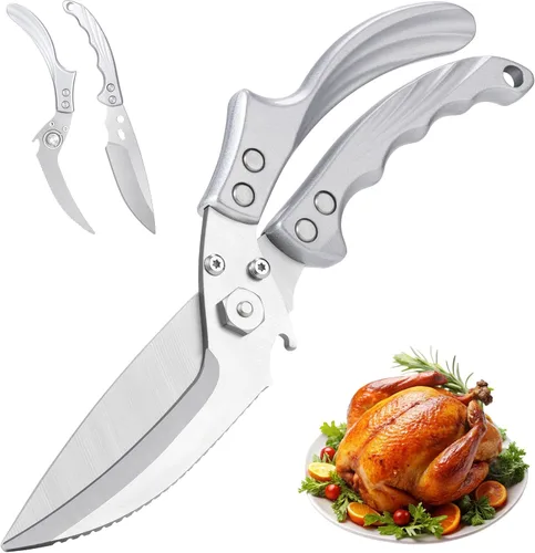 Tijeras de cocina resistentes – Tijeras de cocina multiusos de acero inoxidable para Acción de Gracias, pollo, hueso, carne, pavo, pescado, tijeras