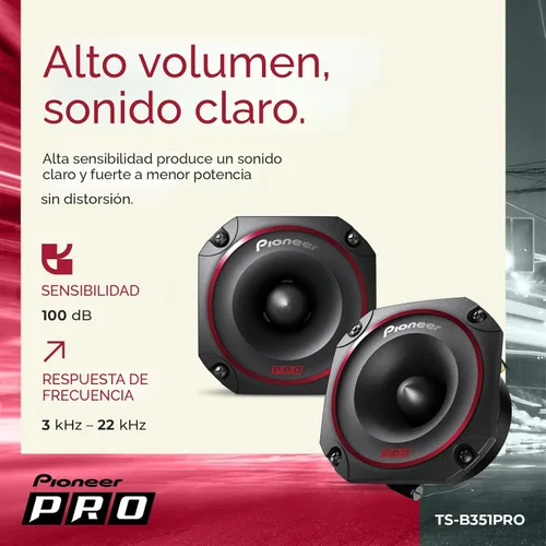 Miniatura 6 de Pioneer Tweeters TS-B351PRO de la serie P.R.O. de 3.5 pulgadas (par) – 250 W máximo, perfecto para construcciones de alto SPL y audio de coche