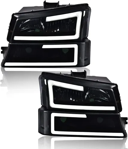 Miniatura 12 de G-PLUS Faros delanteros compatibles con Chevy Avalanche 1500 2500/Ajuste Chevy Silverado 1500 2500 HD 3500 2003-2006, lente transparente, carcasa